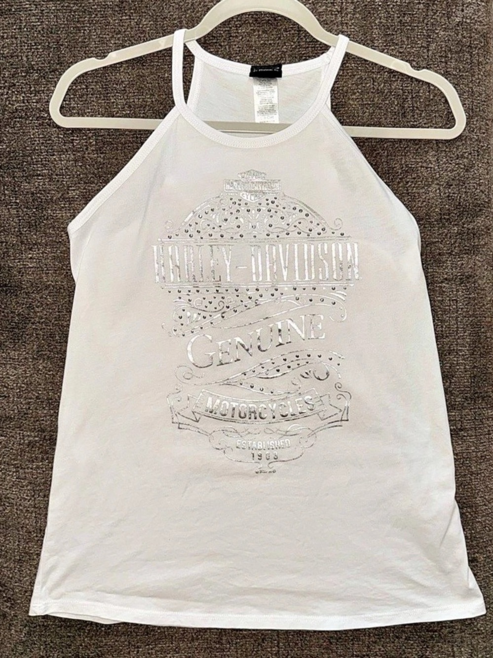 Harley-Davidson Genuine Motorcycle Graphic Tank Top White Sz Small Chattanooga
